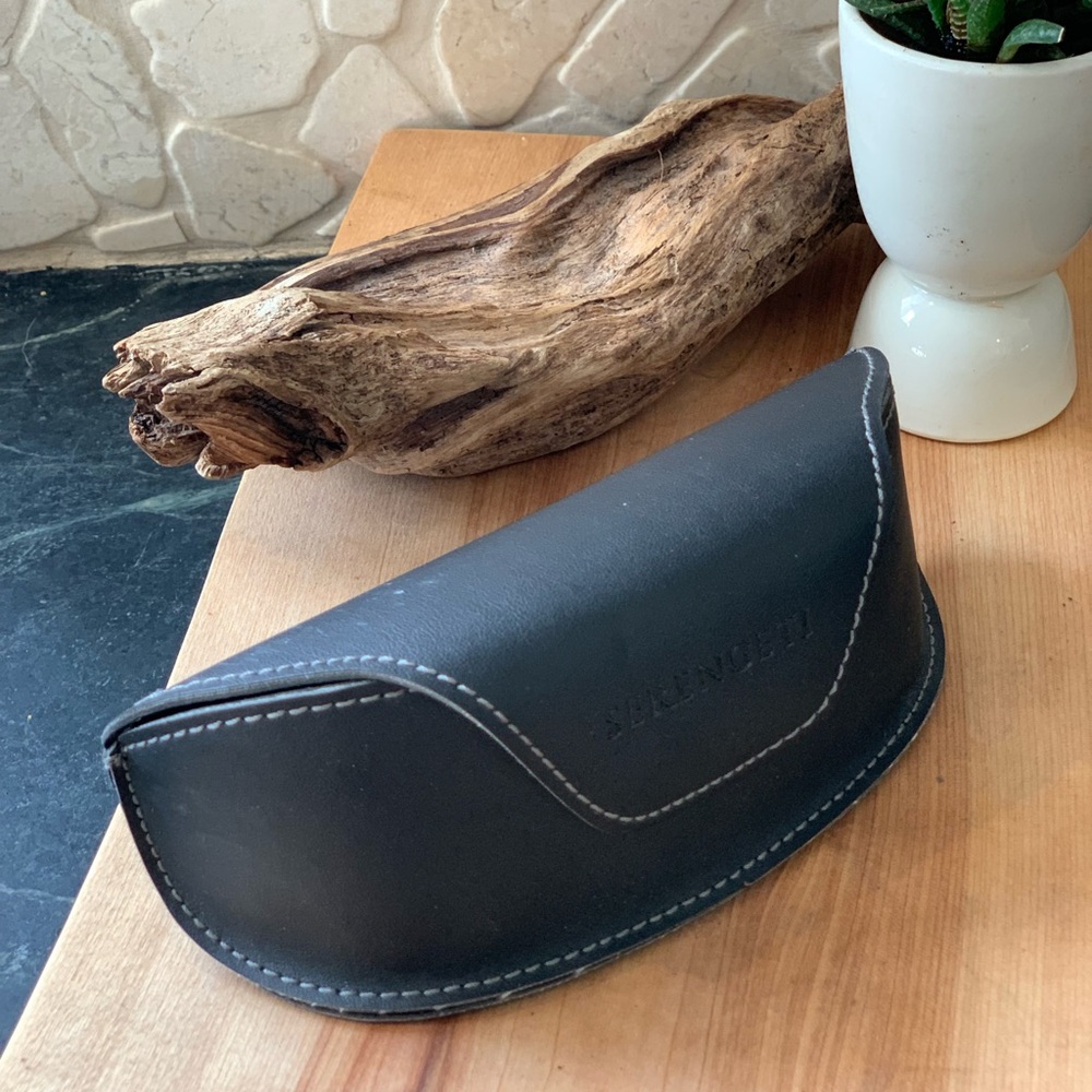 SERENGETI | Black Sunglass Case with White Stitching